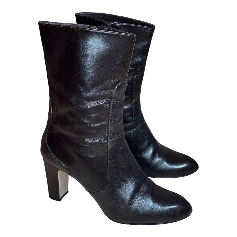 Cole Haan Dark Brown Leather Heeled Boots